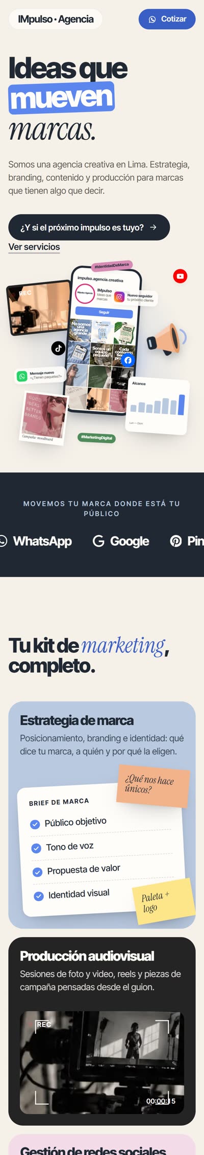 Web de IMpulso en el celular